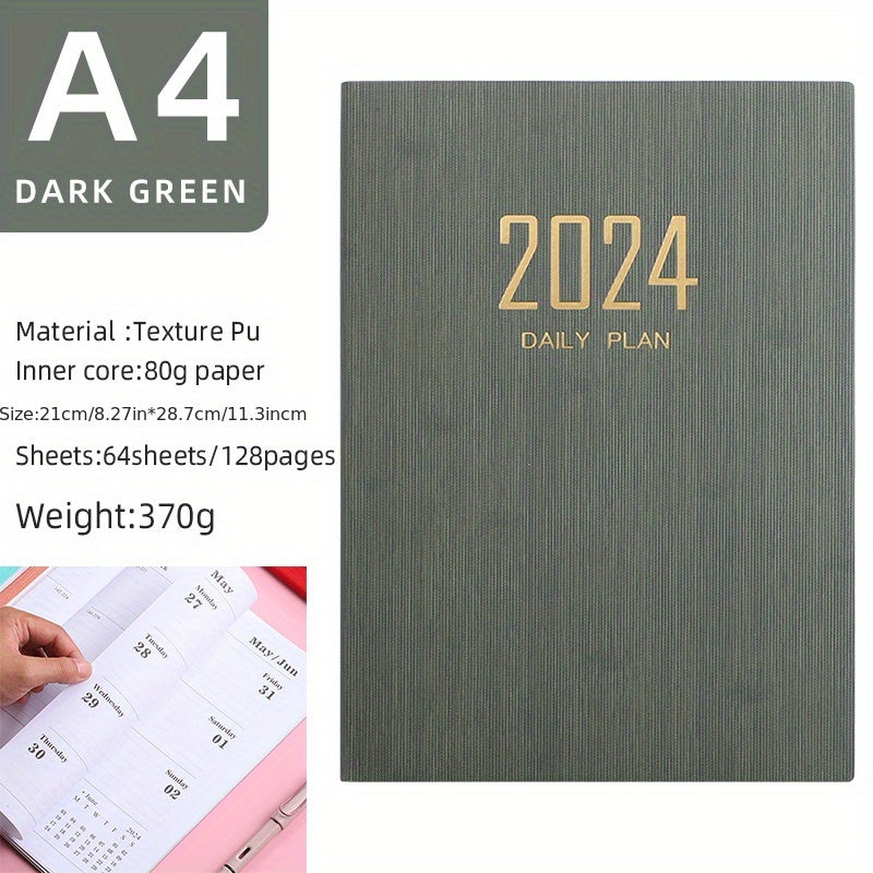 A4 English Schedule Book Leather Thin Section Weekly Calendar Notebook