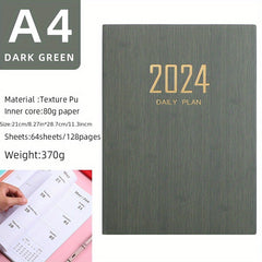 A4 English Schedule Book Leather Thin Section Weekly Calendar Notebook