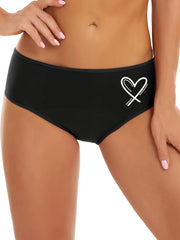 4 Pack Plus Size Panties Set Women's Plus Heart Print Leakproof Overnight