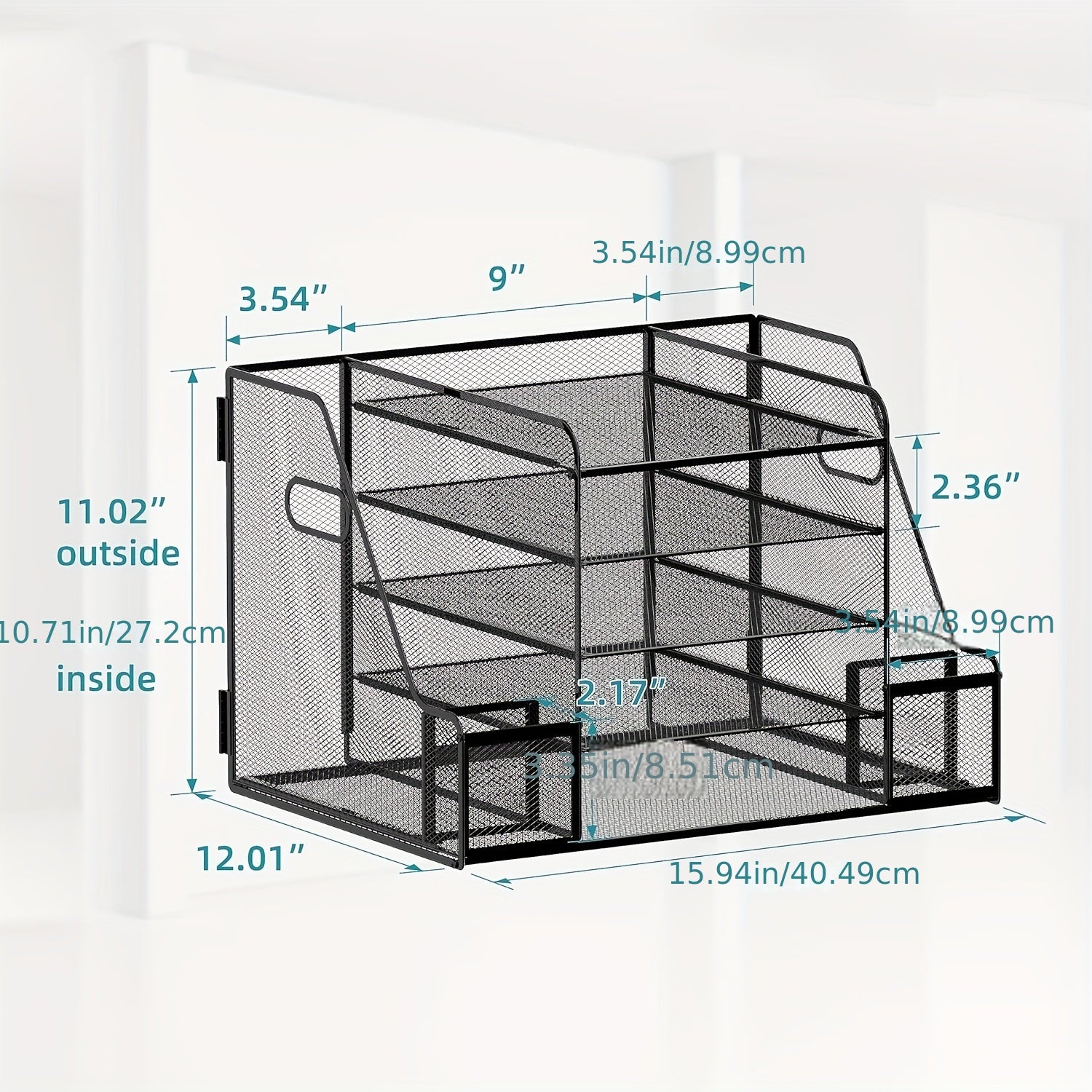 5 Tier Paper Letter Tray Organizer with Journal Clip