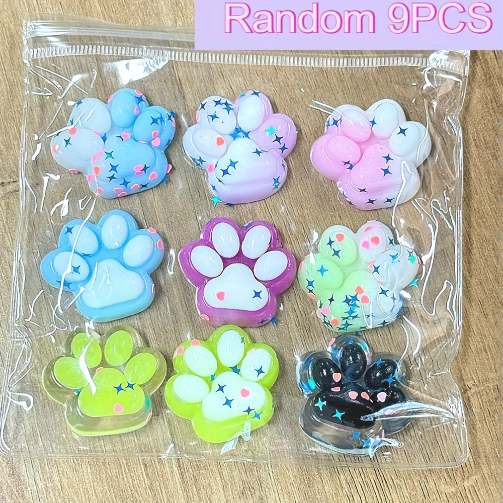 9pcs Taba Squishies Cat Paws Set Kawaii Cat Paw Kit Quiet Fidget