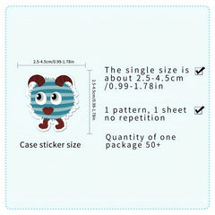 50pcs Little Monster Vinyl Stickers - Fun Cartoonish Designs