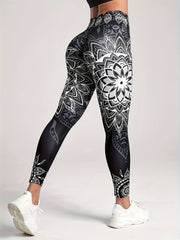 Floral Print Yoga Leggings High Waist Workout Pants