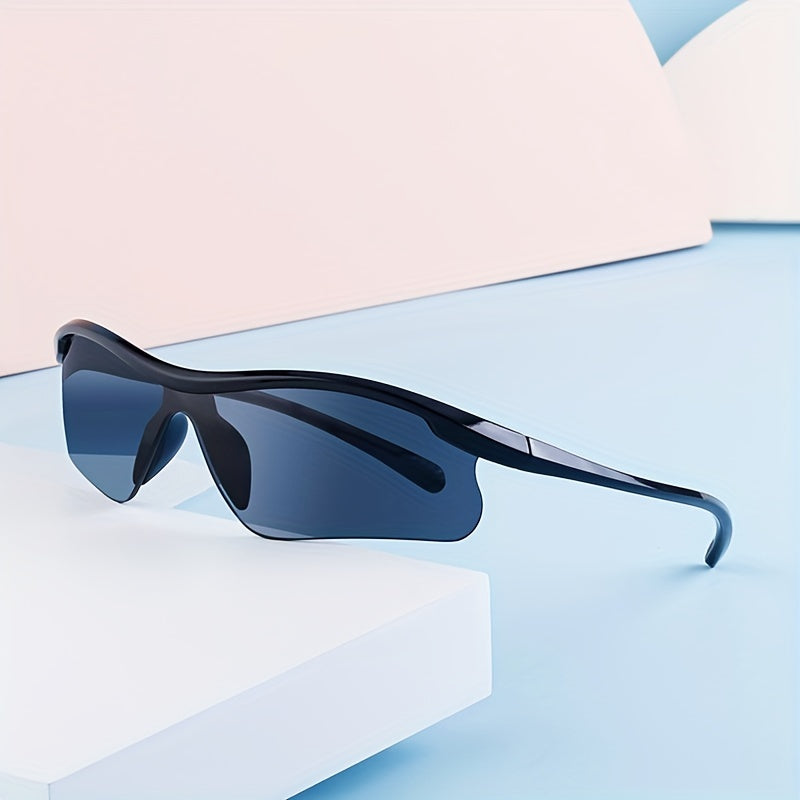 Y2K Wrap Around Sports Sunglasses Semi Rimless Outdoor Glasses UV400