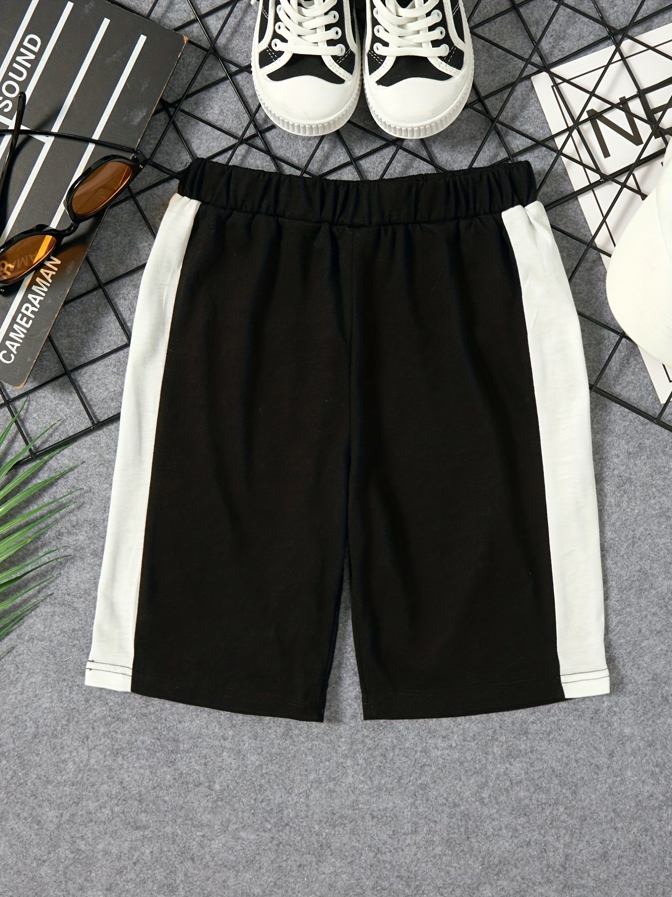 Stripe Print Boys Comfortable Shorts Quick Drying Outdoor Summer