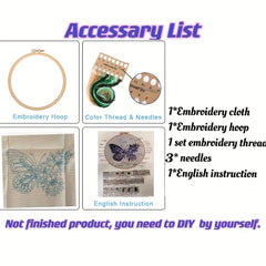 Butterfly & Flowers Embroidery Kit DIY Cross Stitch Wall Decoration