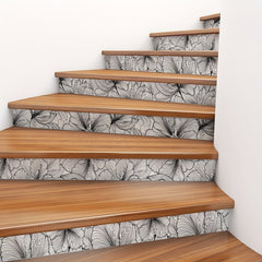 6pcs Tropical Flower Stair Stickers Self-adhesive Wallpaper