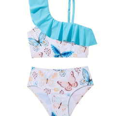 Toddler Girls Butterfly Graphic Ruffle Swimsuit Set