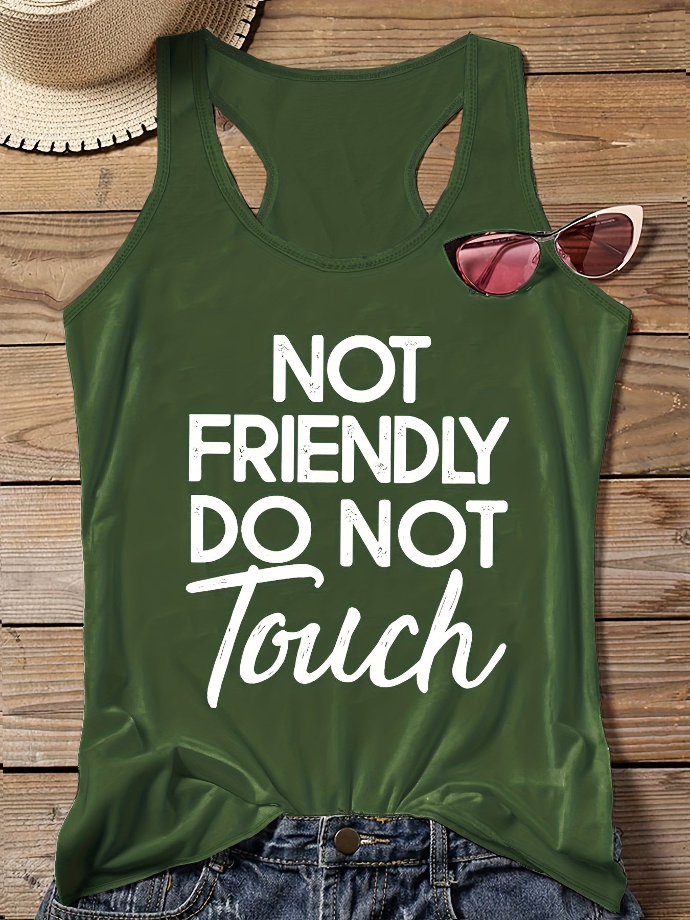  Women's Slogan Print Tank Top