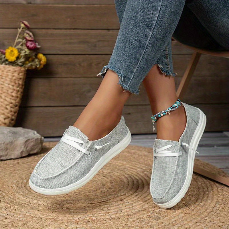 Women's Flat Canvas Shoes Lightweight Low Top Lace Up Shoes