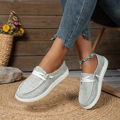 Women's Flat Canvas Shoes Lightweight Low Top Lace Up Shoes