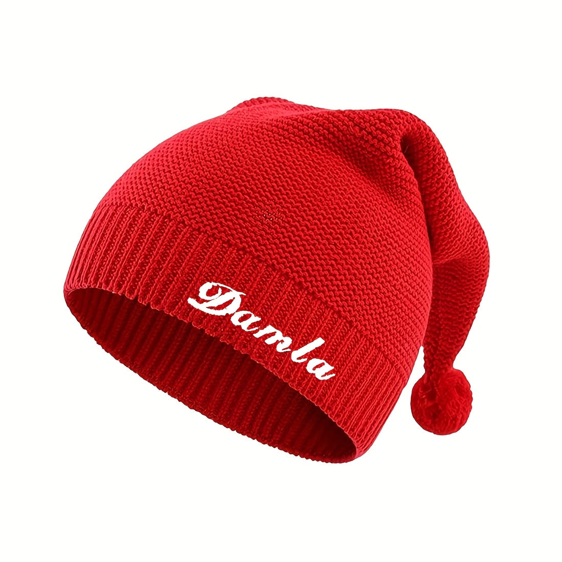 Personalized Christmas Knitted Hat with Custom Embroidery