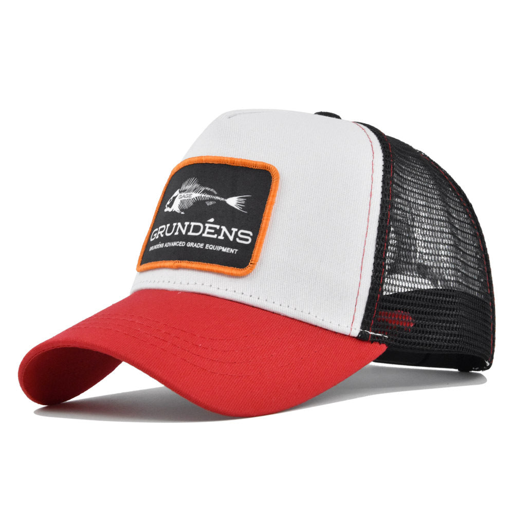 Breathable Fish Bone Embroidered Trucker Cap