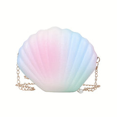 Shell Shape Multicolored Crossbody Bag with Metal Chain