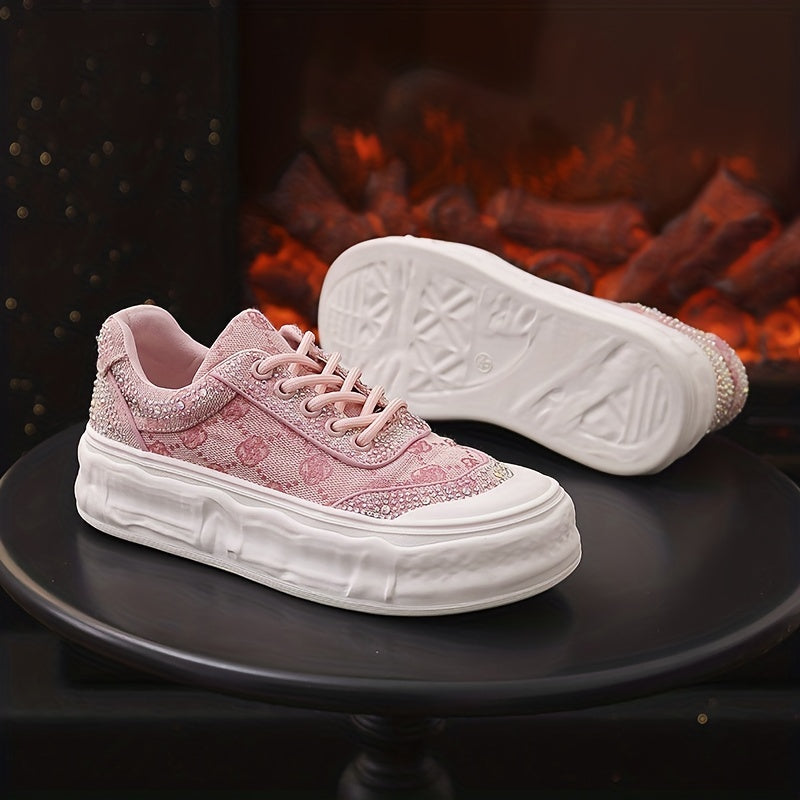 Women's Sequin Printed Thick Sole Sneakers Sport Shoes