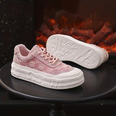 Women's Sequin Printed Thick Sole Sneakers Sport Shoes