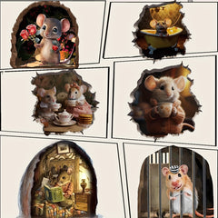 2pcs Funny Mouse Stickers Waterproof Adhesive Decoration