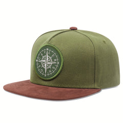 Compass Embroidery Patch Snapback Hat Vintage Baseball Cap
