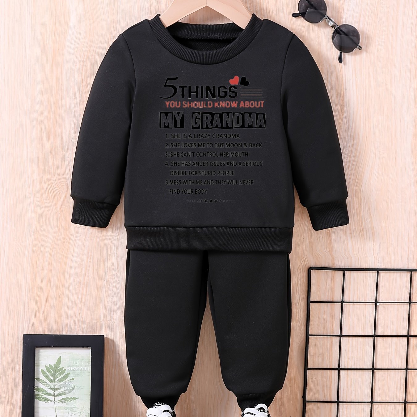Baby Sweatshirt Trousers Set Kids Funny List Print Outfit