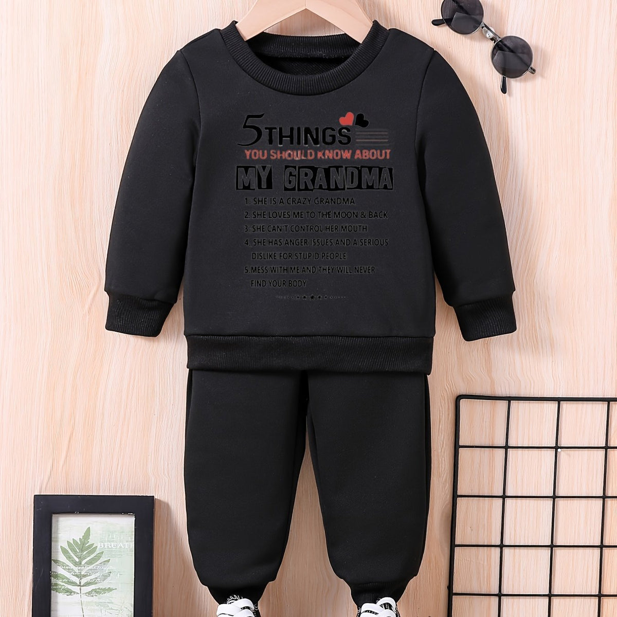 Baby Sweatshirt Trousers Set Kids Funny List Print Outfit