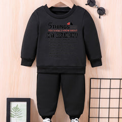 Baby Sweatshirt Trousers Set Kids Funny List Print Outfit