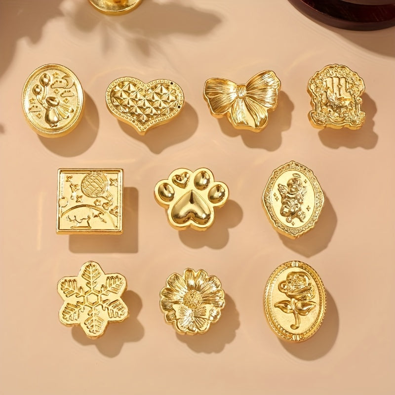 10pcs Seal Stamp Head Embossed Seal Head Retro Envelope Wax Seal Head