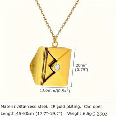 Personalized Name Necklace with Envelope Pendant - Stainless Steel