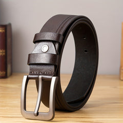 Men's Single Jack Dress Belt Western Style Alloy Buckle PU Belt
