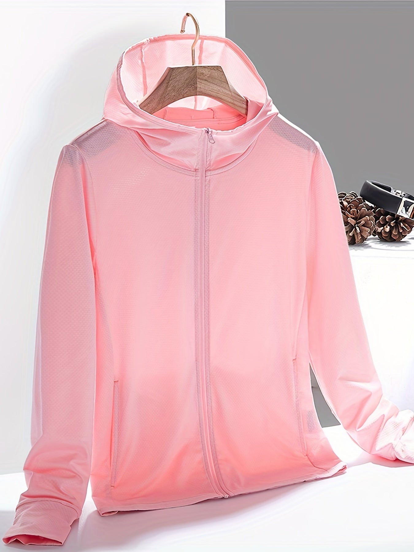Women's UPF50 Protection Hooded Jacket Lightweight Full Zipper Long Sleeve