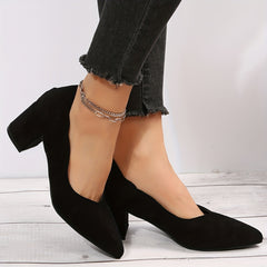 Women's Chunky Heel Point Toe Work Shoes Dress Pumps