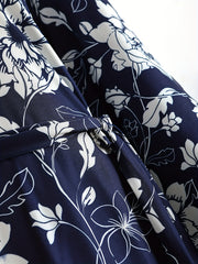 Floral Print Lounge Dress V Neck Long Sleeve Women's Loungewear