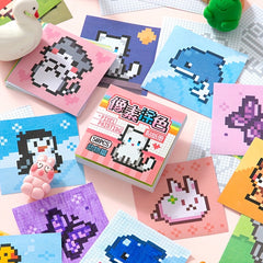 4 Pack Pixel Coloring Series Stickers Mini Size DIY Your Own Stickers