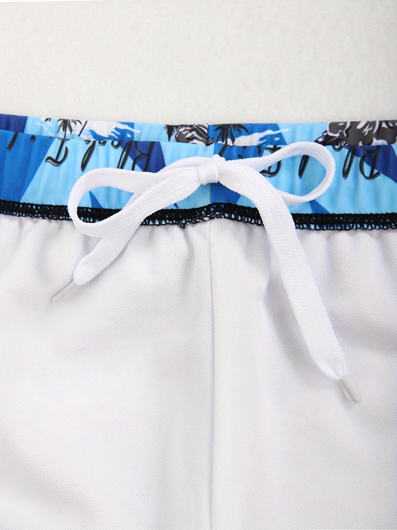 Sketch Style Boat Palm Tree Flower Swim Trunk Men s Pants Swimwear