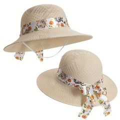 Sun Hat Ribbon Bowknot Solid UV Protection Bucket Hats Women