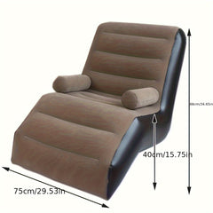 Brown Inflatable Sofa Portable Beanbag for Camping Beach and Home