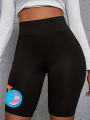  Flag Print High Waist Biker Shorts