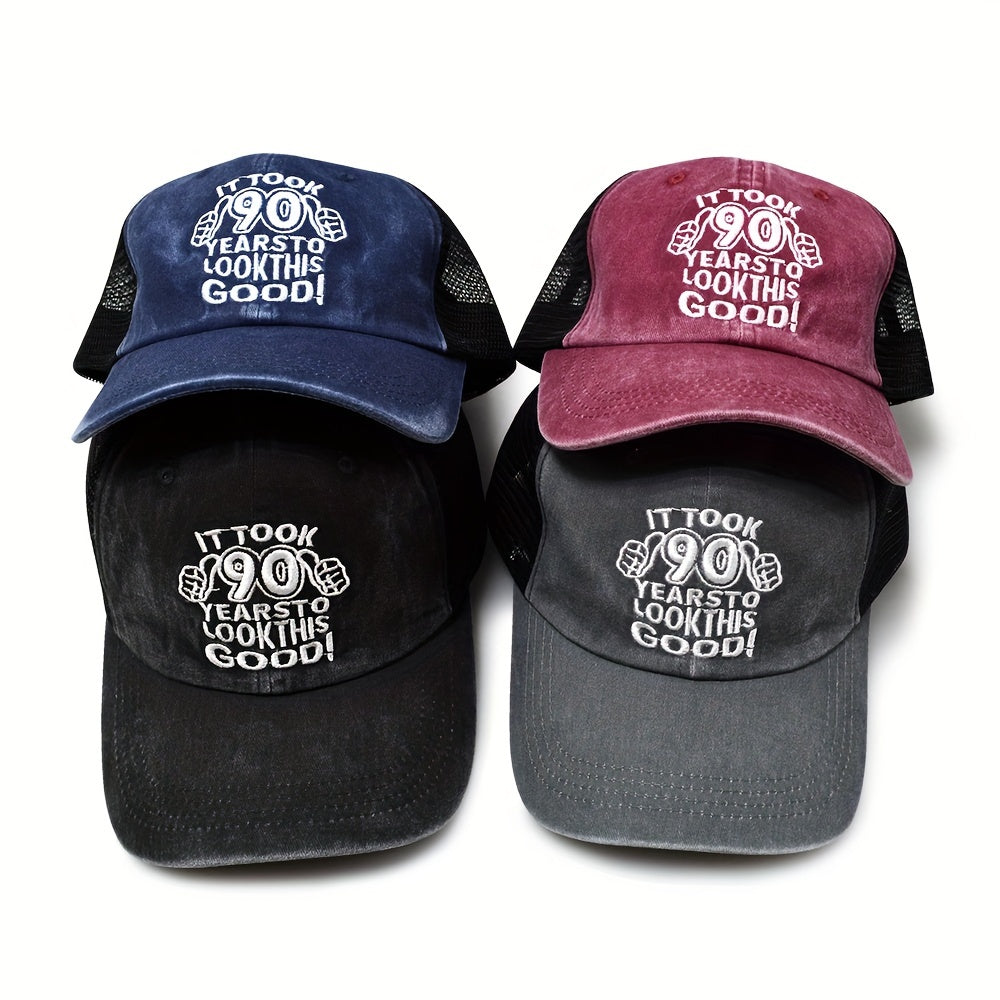 90s Embroidery Vintage Baseball Cap Distressed Cotton Sun Hat