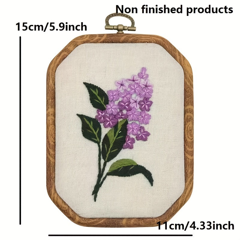 Floral Octagonal Embroidery Kit for Beginners - Cross Stitch Craft Kit