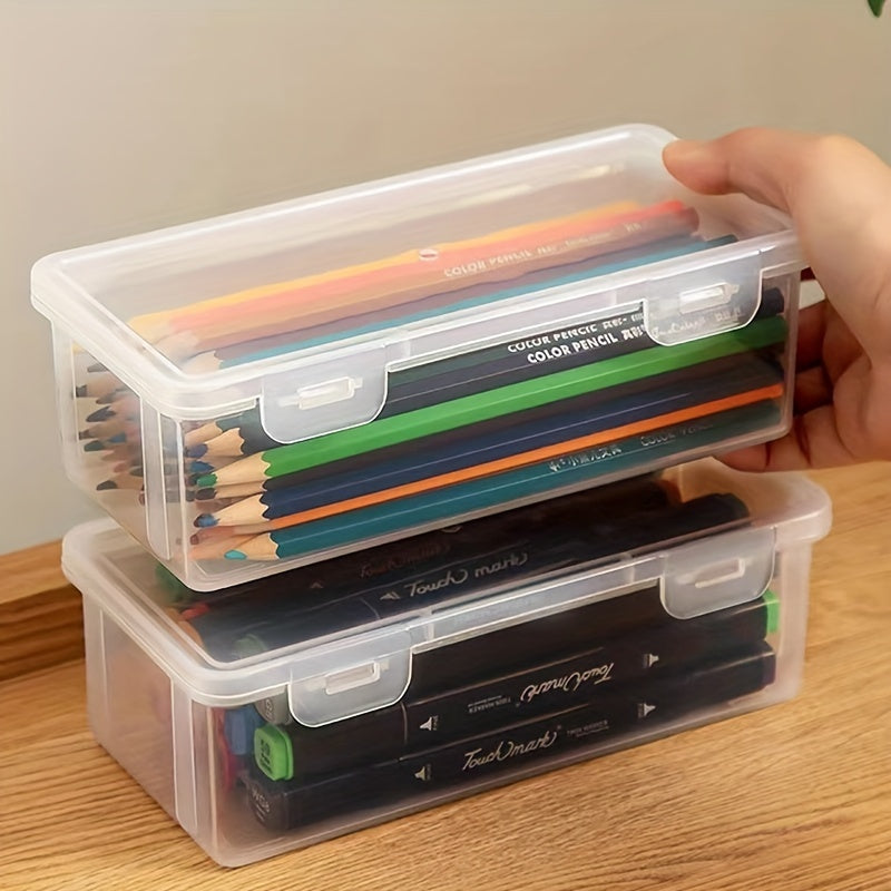 Large Capacity Transparent Plastic Storage Box for Art Supplies