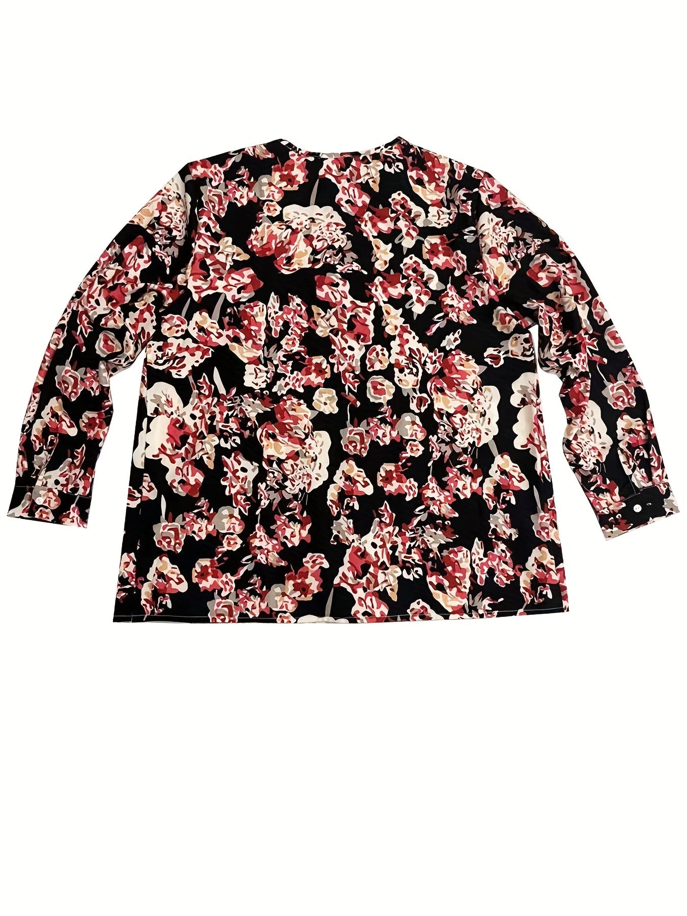  Floral Print Button Up Long Sleeve Blouse
