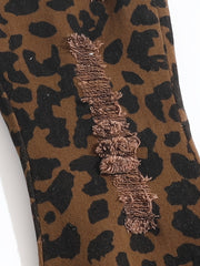 Girls Flared Bottom Leopard Jeans