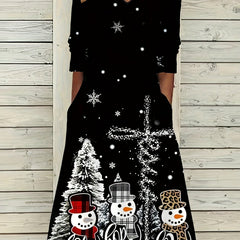  Christmas Casual Dress Women's Plus Graphic Long Sleeve