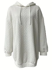 Textured Hooded Sweatshirt Dress Women's Clothing