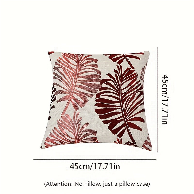 Jacquard Basho Leaf Throw Pillowcase Burlap Cover