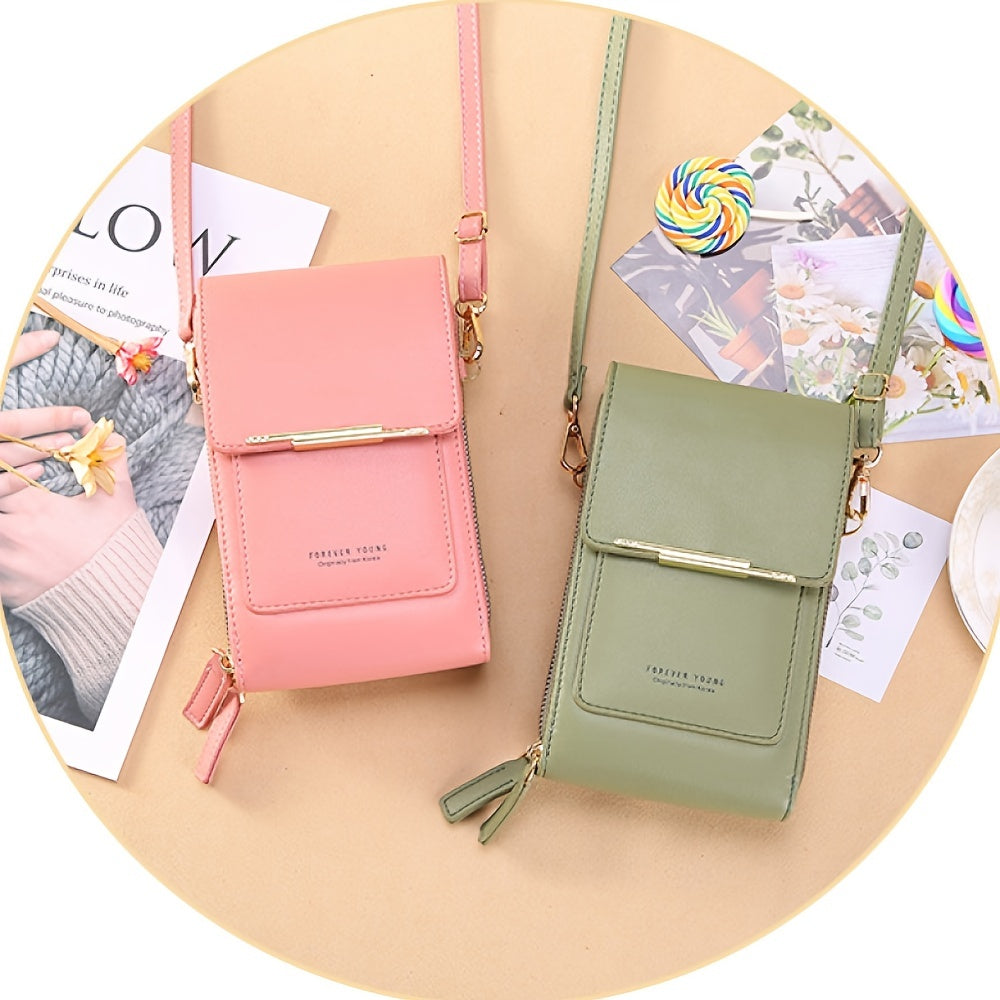 Mini Touch Screen Phone Purse Women's PU Leather Crossbody Bag