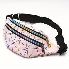 Holographic Fanny Pack Laser Geo Pattern Crossbody Bag