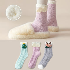 3 Pairs Dolls Decor Fuzzy Socks Women's Stockings & Hosiery