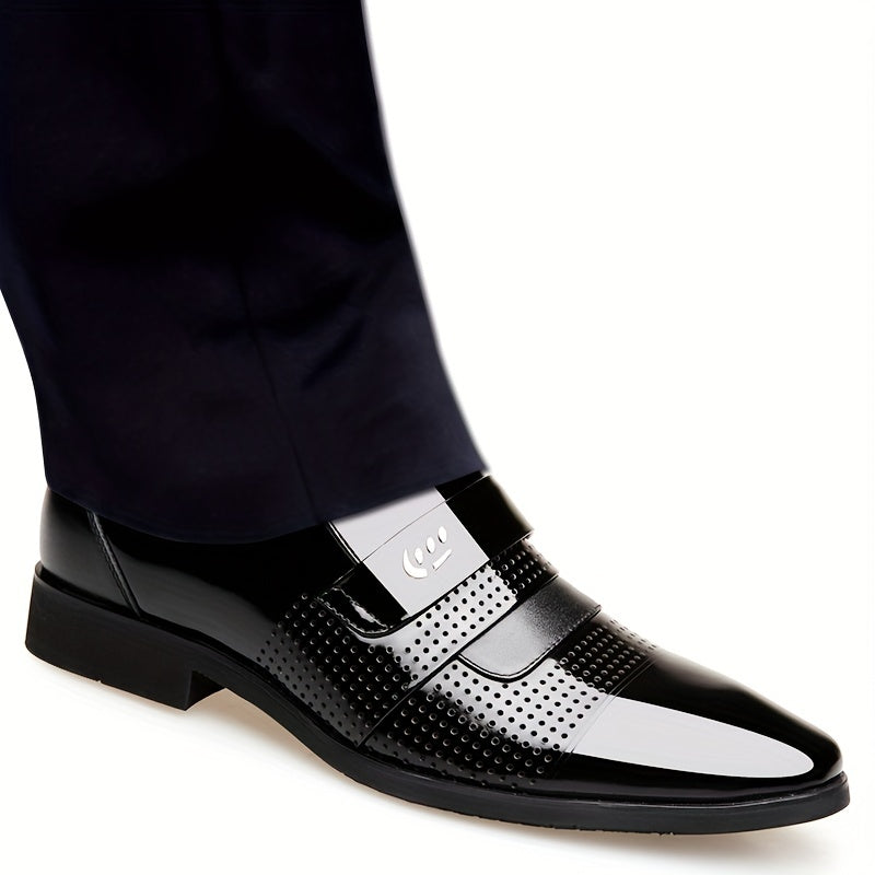 Men's Glossy Dress Shoes Comfy Slip On Leather Shoes