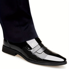 Men's Glossy Dress Shoes Comfy Slip On Leather Shoes