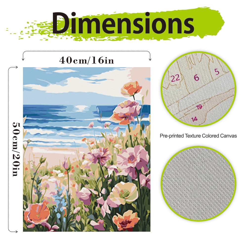 Beach Poppy Painting Kit for Adults - Acrylic Paint Set with Brushes and Hooks